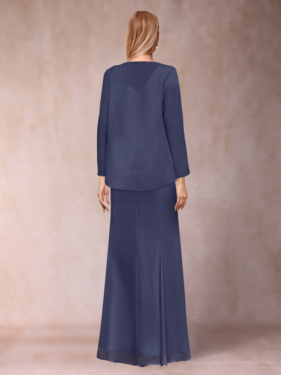 Celestine Rose Dusty Blue back view mother of the bride dress