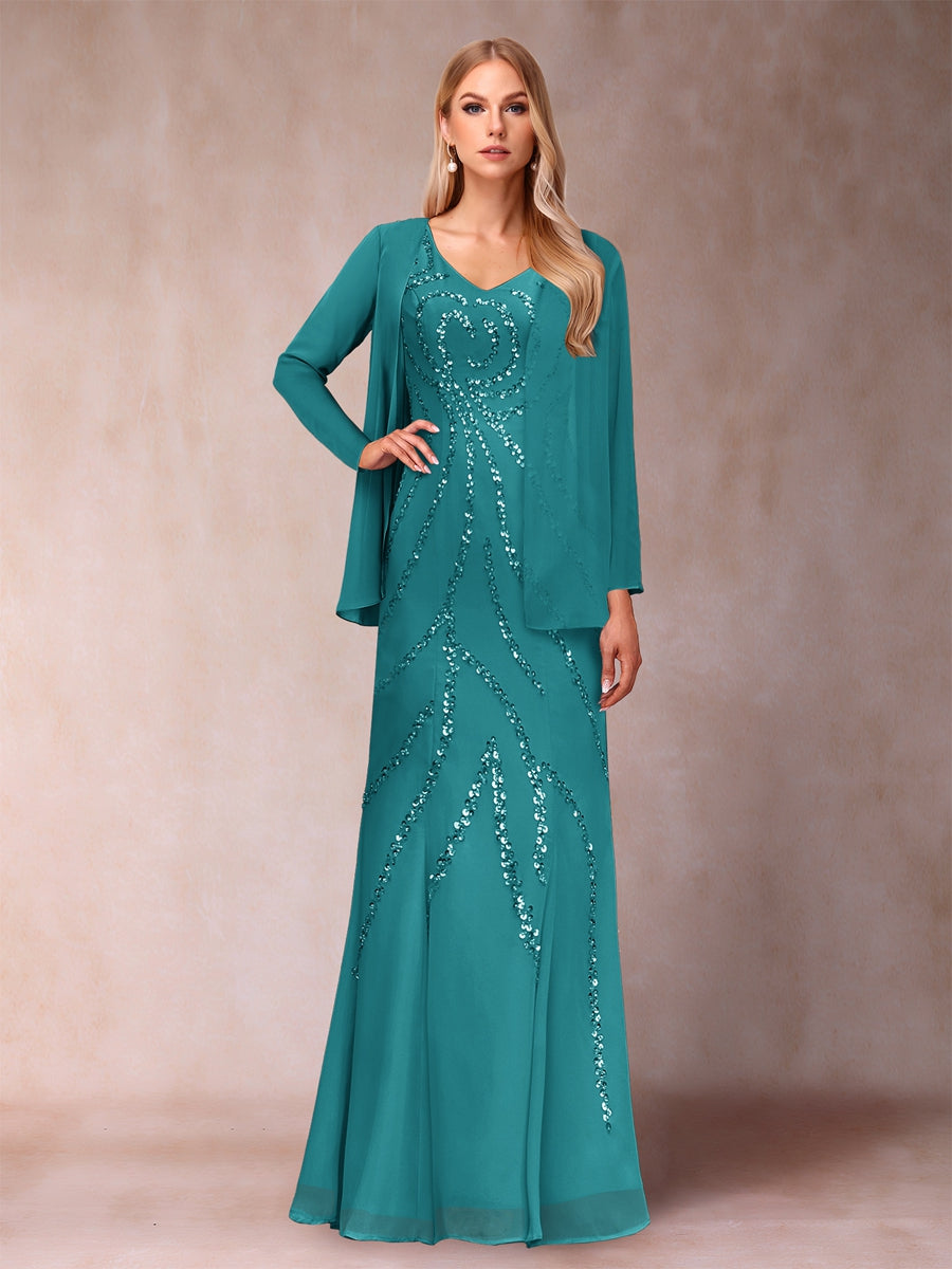 Celestine Rose Turquoise front view mother of the bride dress
