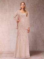 Celestine Rose Blush front view mother of the bride dress