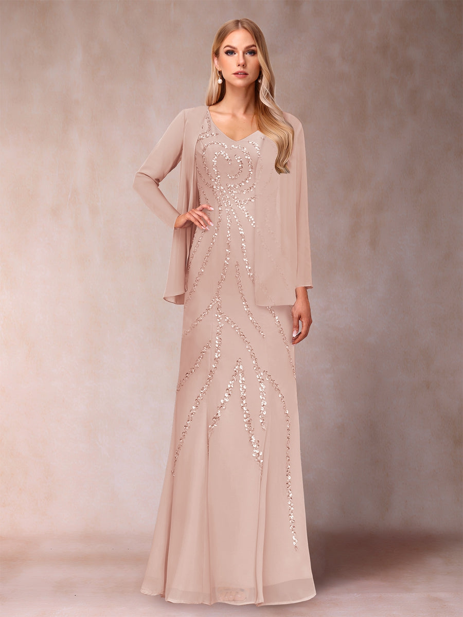 Celestine Rose Blush front view mother of the bride dress