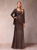 Celestine Rose Brown front view mother of the bride dress