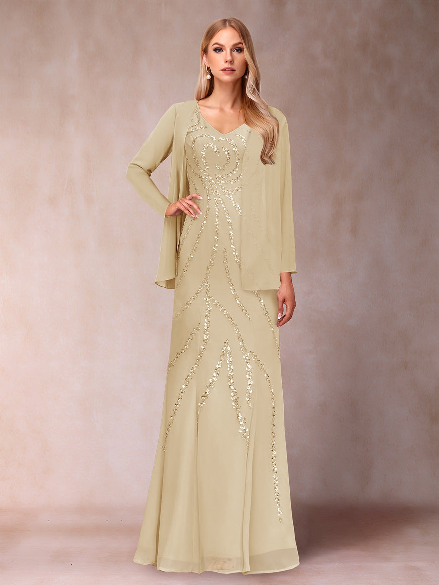 Celestine Rose Champagne back view mother of the bride dress