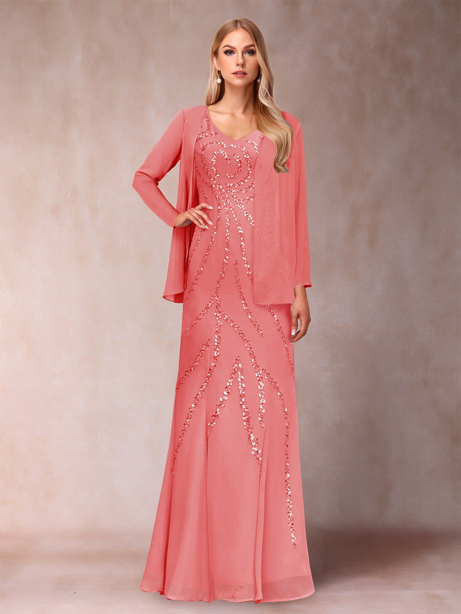 Celestine Rose Coral back view mother of the bride dress