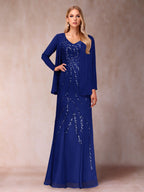 Celestine Rose Royal Blue side view mother of the bride dress