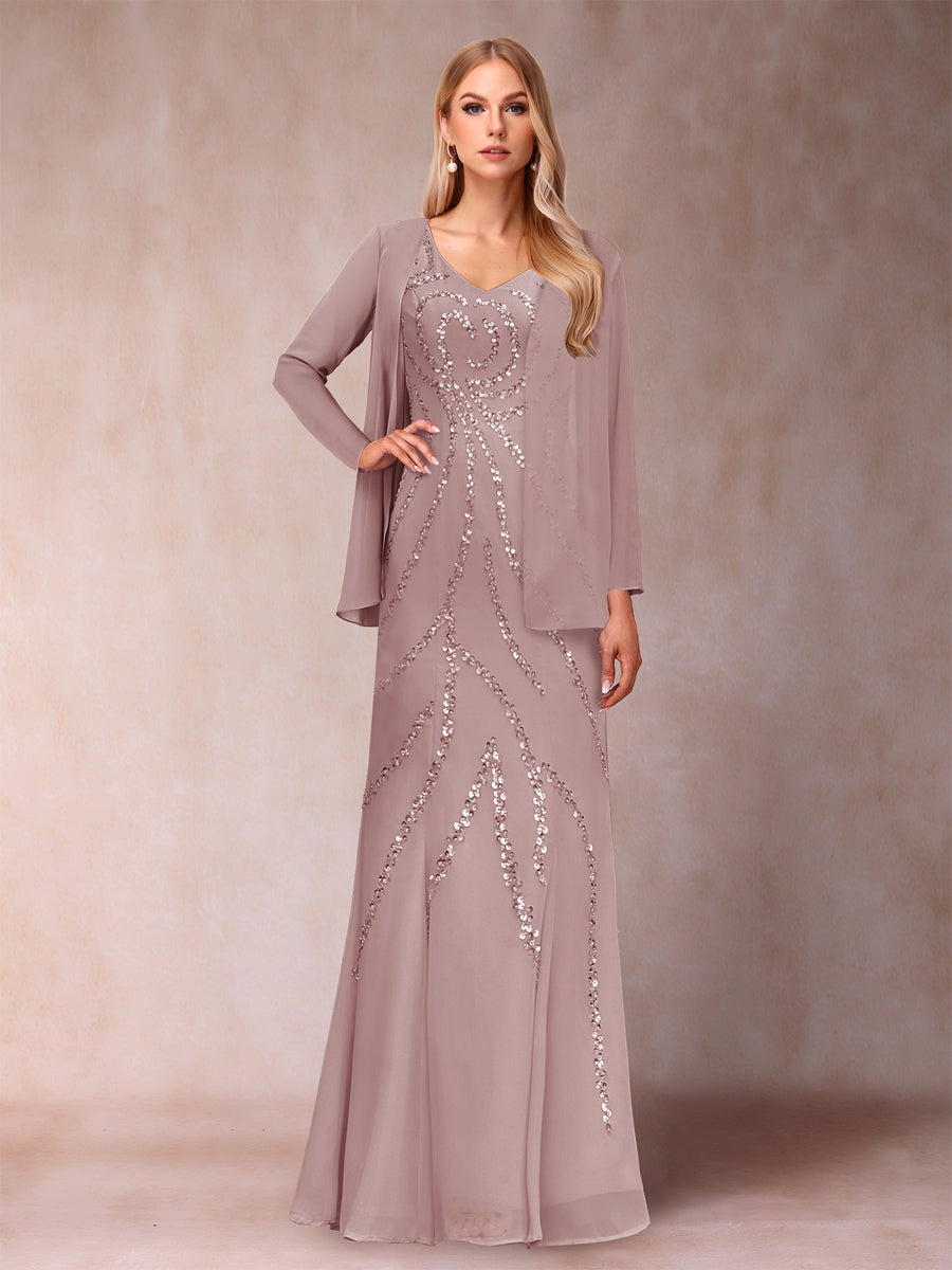 Celestine Rose Dusty Rose back view mother of the bride dress