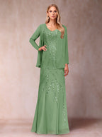 Celestine Rose Sage Green back view mother of the bride dress