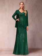 Celestine Rose Emerald front view mother of the bride dress