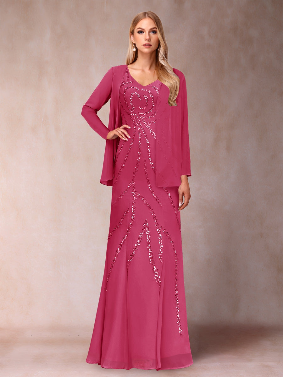 Celestine Rose Fuchsia front view mother of the bride dress