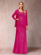 Celestine Rose Fuchsia back view mother of the bride dress