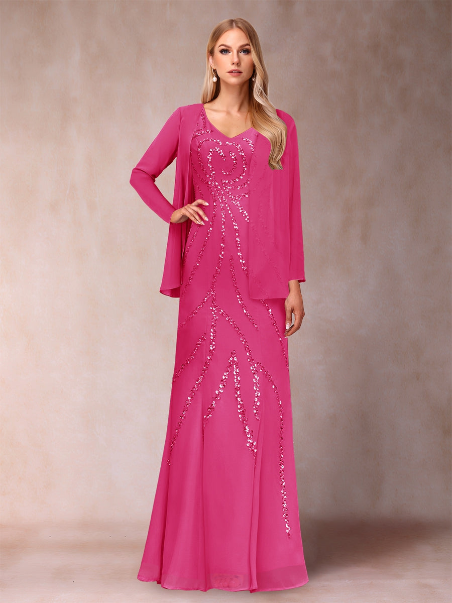 Celestine Rose Hot Pink front view mother of the bride dress