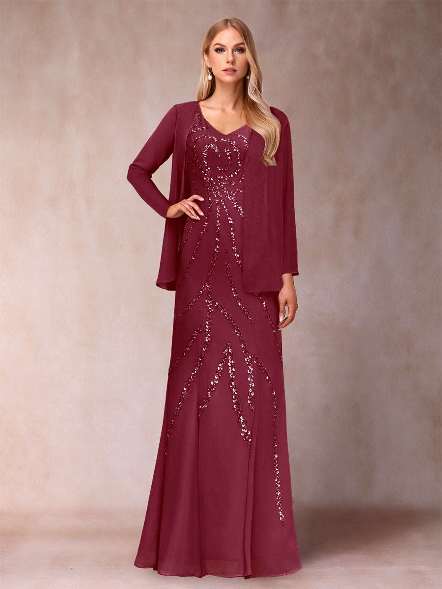 Celestine Rose Burgundy side view mother of the bride dress