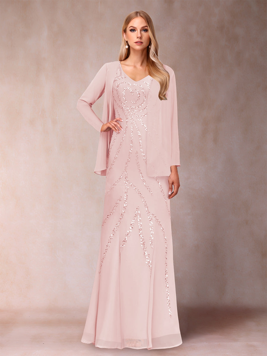 Celestine Rose Pearl Pink back view mother of the bride dress