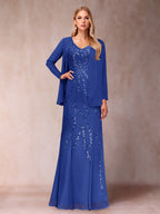 Celestine Rose Royal Blue front view mother of the bride dress