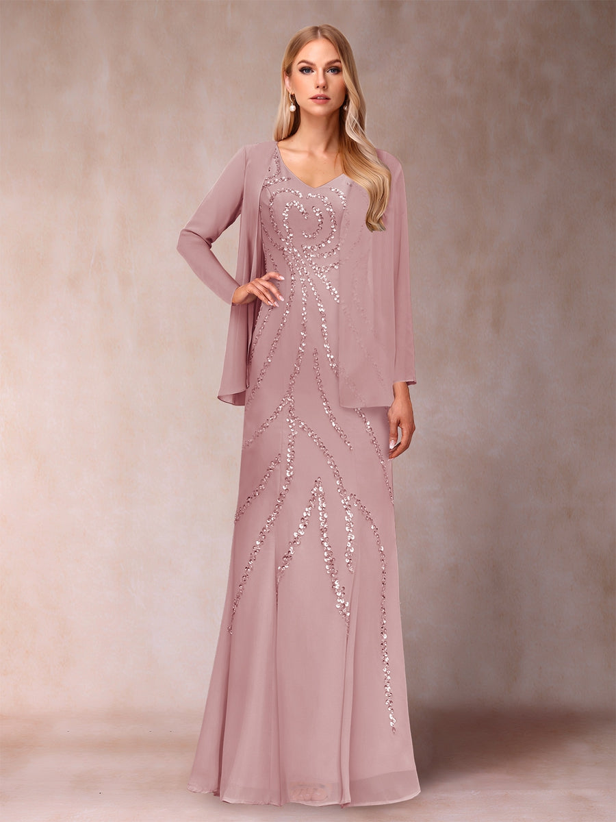 Celestine Rose Mauve front view mother of the bride dress