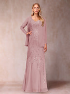 Celestine Rose Mauve front view mother of the bride dress