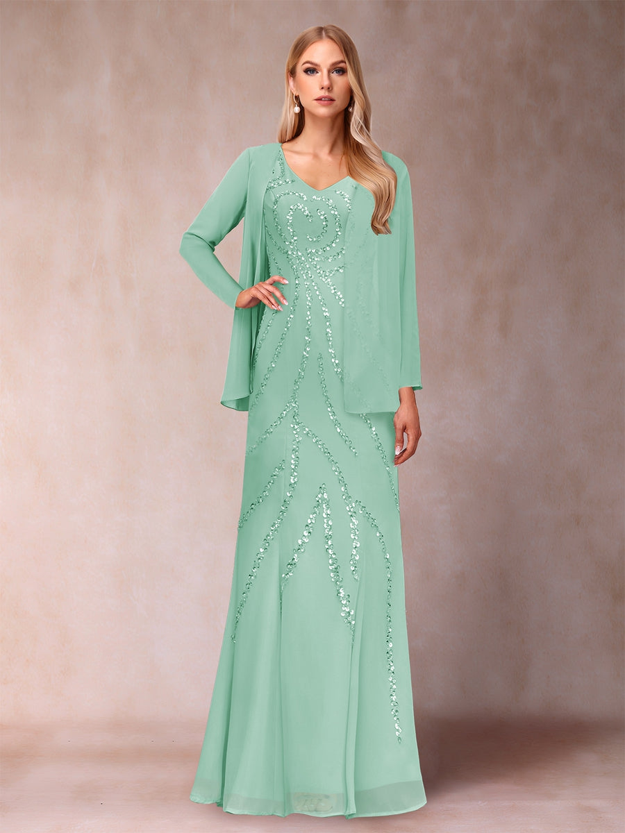 Celestine Rose Mint Green front view mother of the bride dress