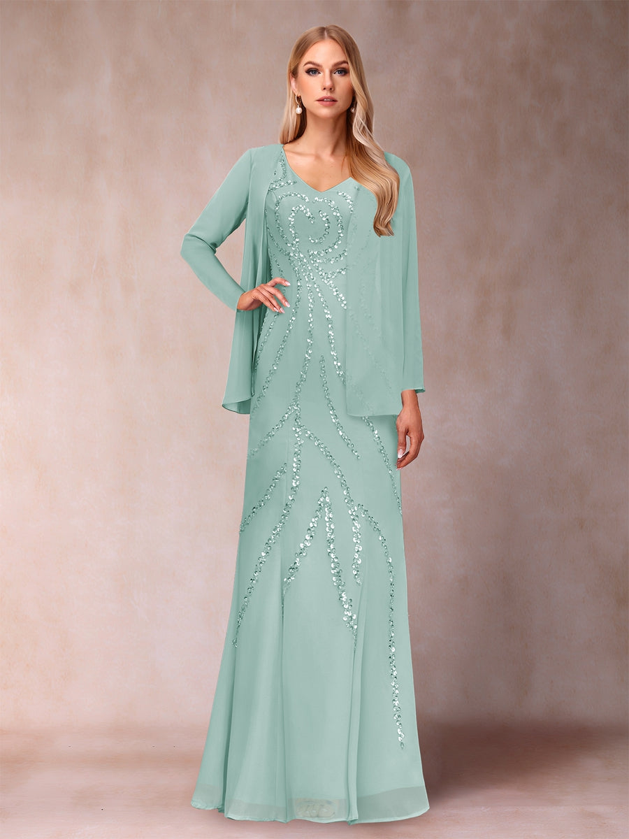 Celestine Rose Pool Blue front view mother of the bride dress