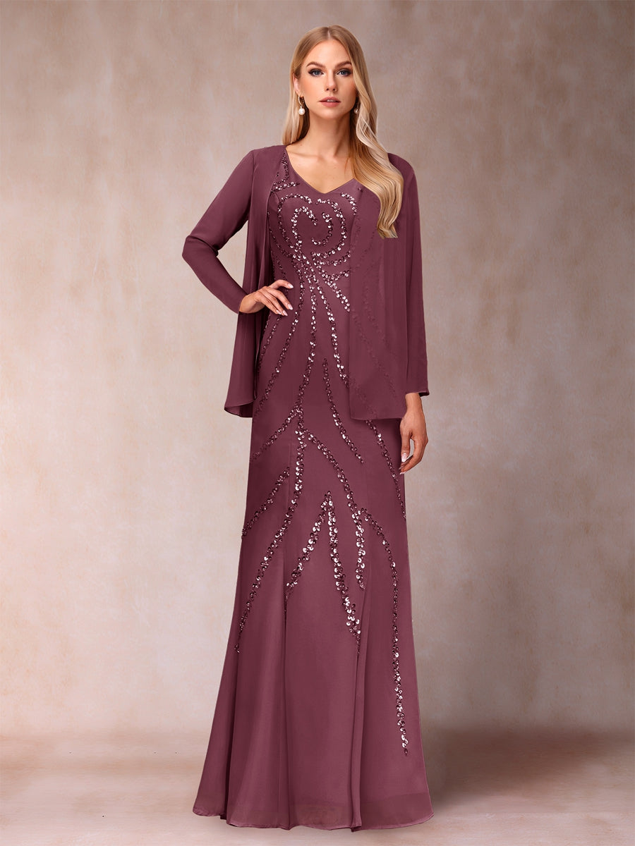 Celestine Rose Plum front view mother of the bride dress