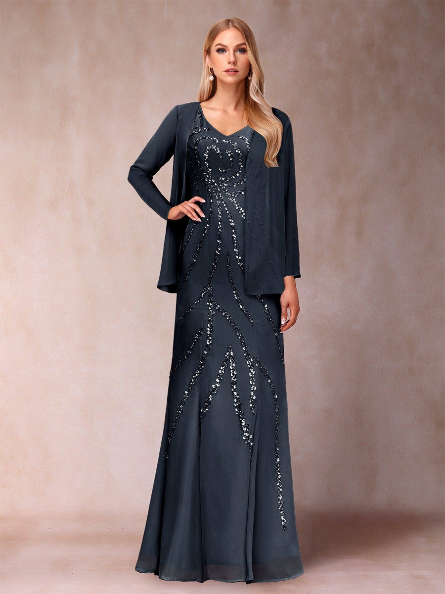 Celestine Rose Navy Blue front view mother of the bride dress