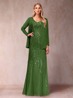 Celestine Rose Olive Green front view mother of the bride dress