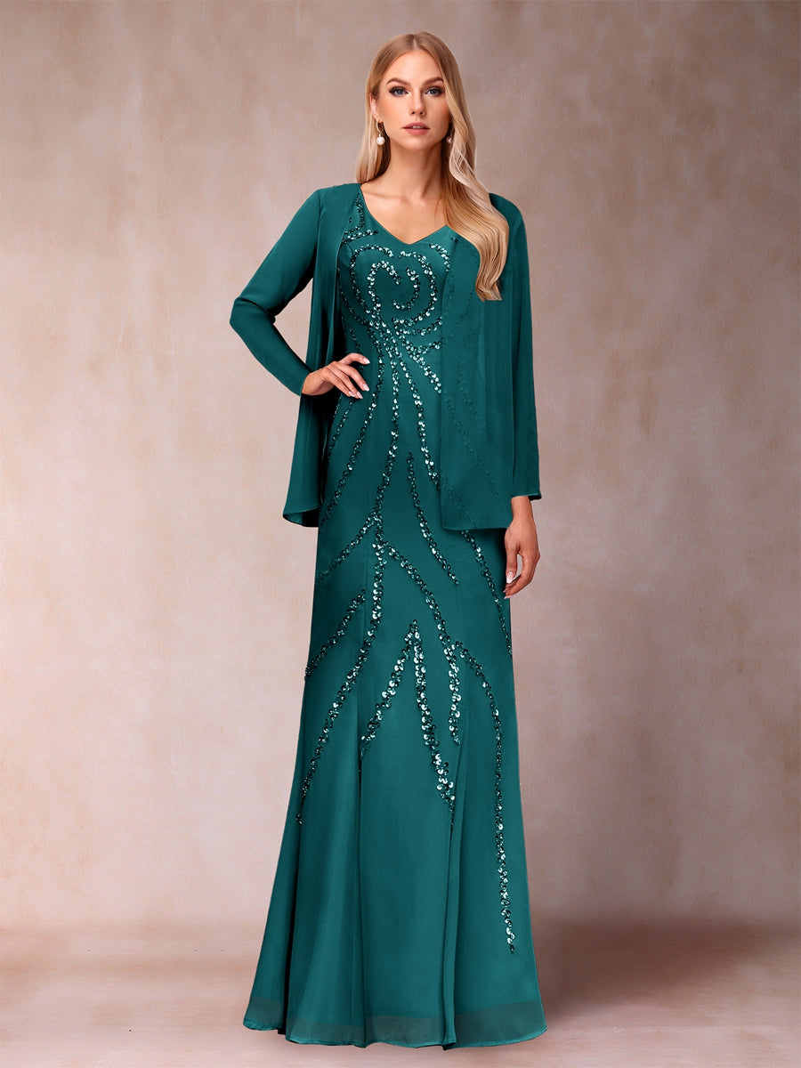 Celestine Rose Peacock front view mother of the bride dress