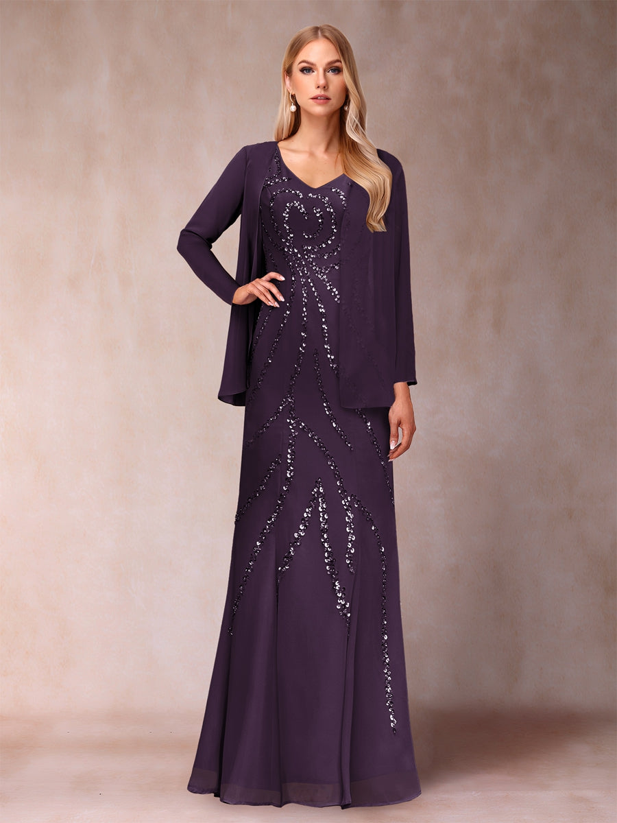 Celestine Rose Plum back view mother of the bride dress