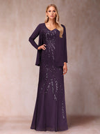 Celestine Rose Plum back view mother of the bride dress