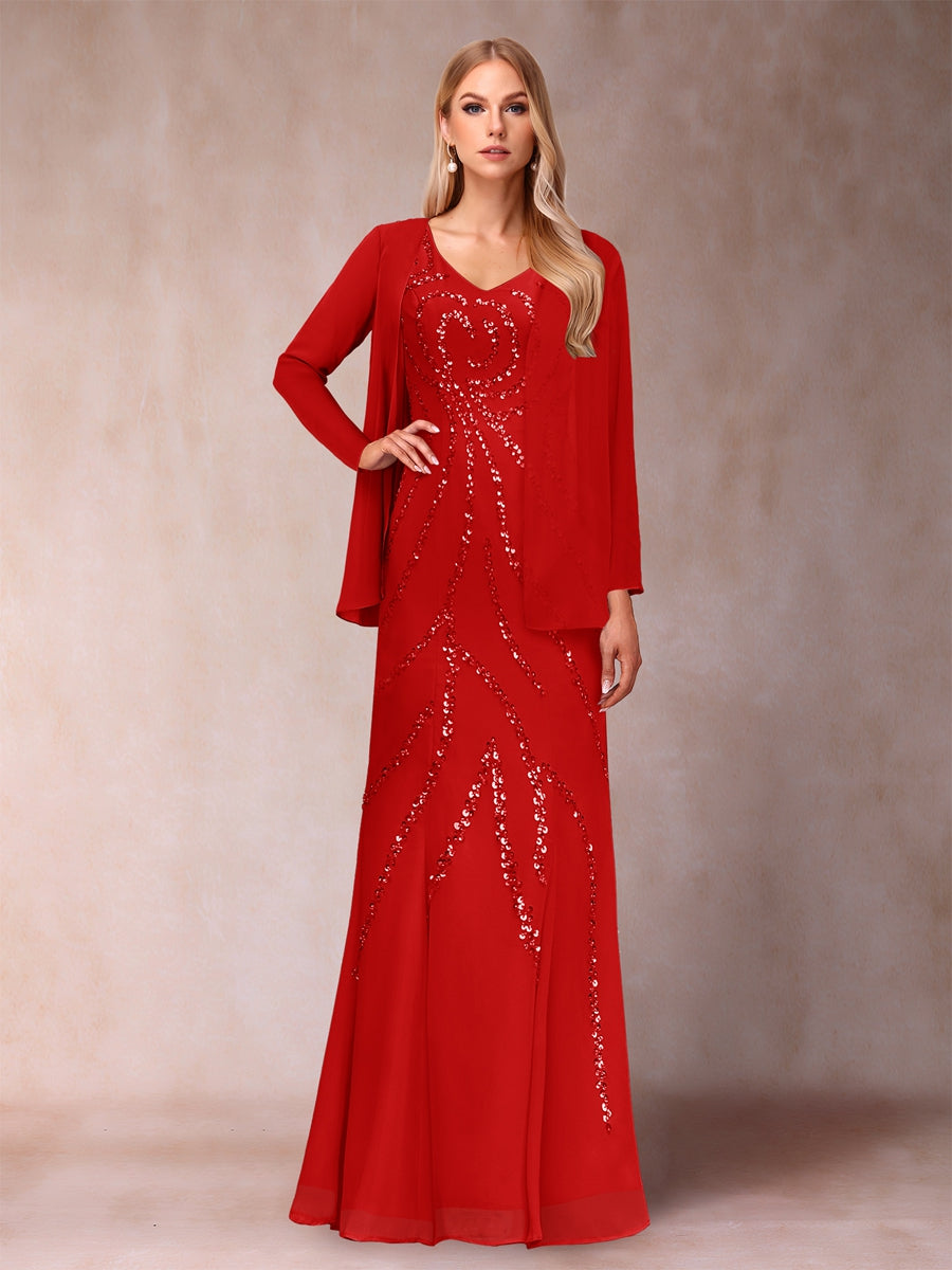 Celestine Rose Red front view mother of the bride dress