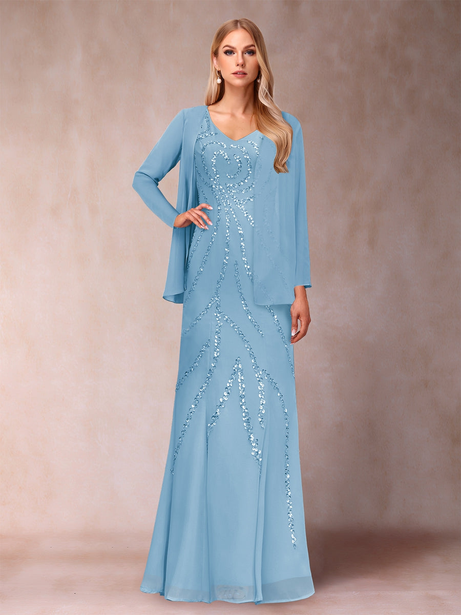 Celestine Rose Sky Blue side view mother of the bride dress