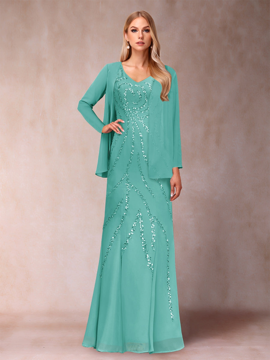 Celestine Rose Pool Blue back view mother of the bride dress
