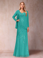 Celestine Rose Turquoise back view mother of the bride dress