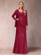 Celestine Rose Burgundy back view mother of the bride dress