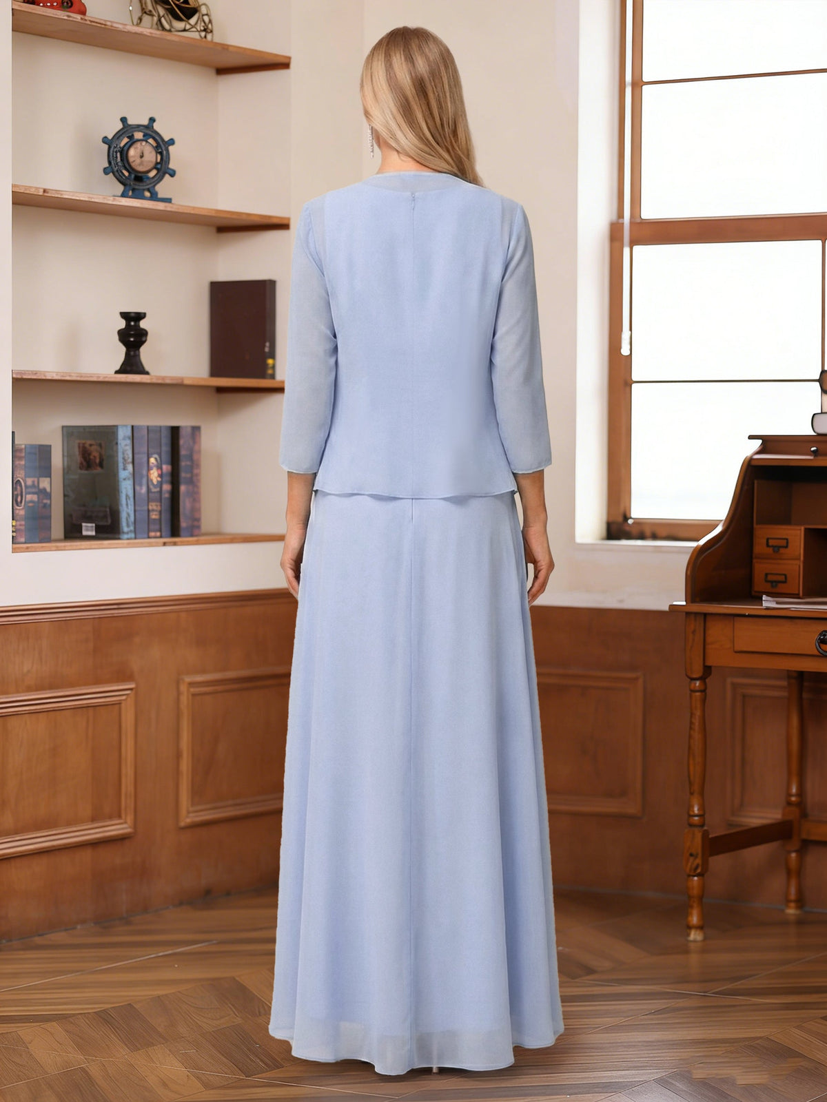 Isabel Elise Lavender back view mother of the bride dress