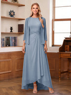 Isabel Elise Dusty Blue back view mother of the bride dress