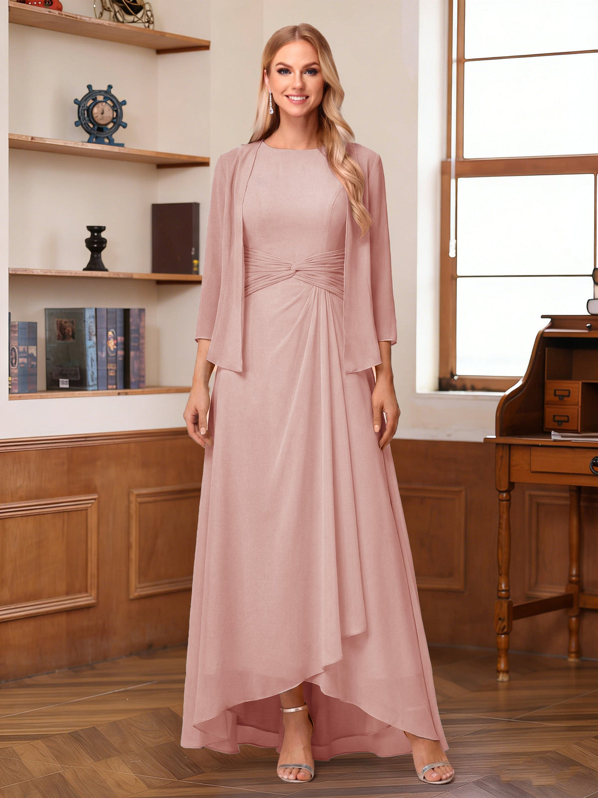 Isabel Elise Dusty Rose back view mother of the bride dress