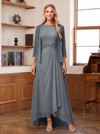 Isabel Elise Grey front view mother of the bride dress