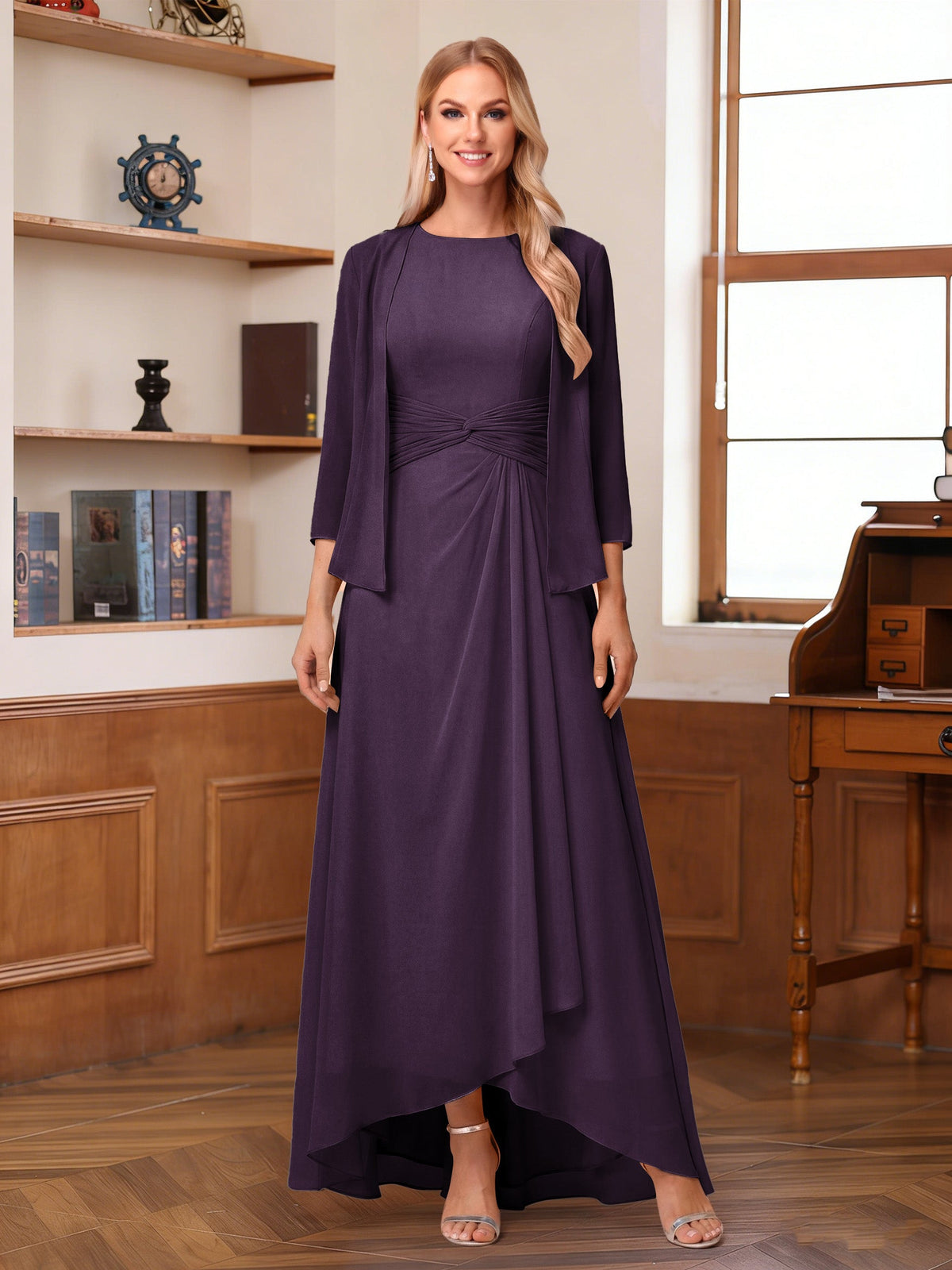 Isabel Elise Plum back view mother of the bride dress
