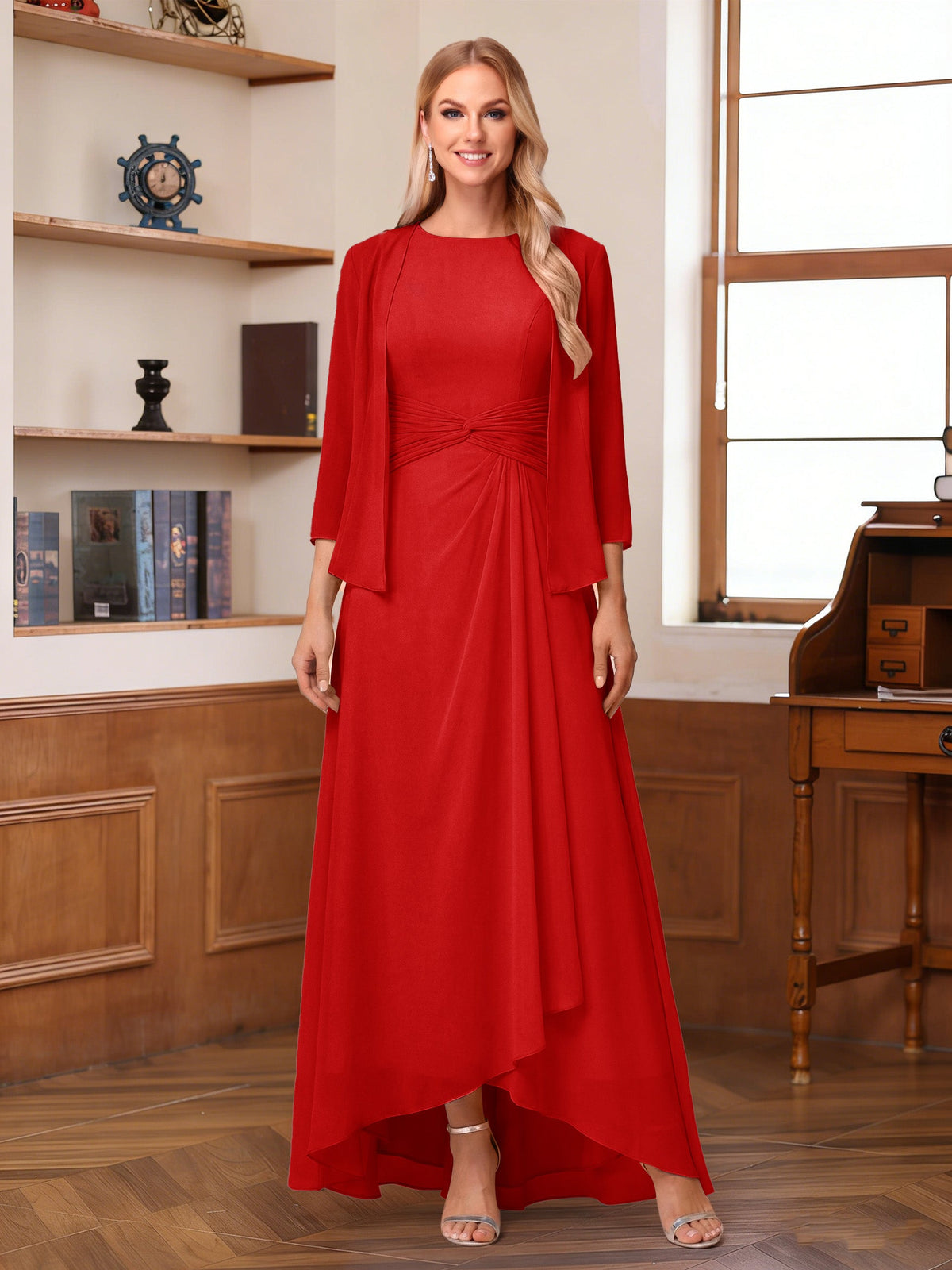 Isabel Elise Red front view mother of the bride dress