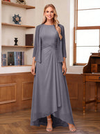 Isabel Elise Steel Grey front view mother of the bride dress