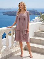 Honoria Dusty Rose front view wedding guest dress