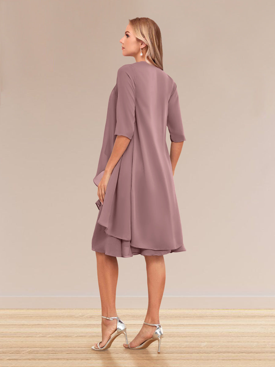 Honoria Dusty Rose back view wedding guest dress