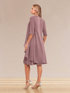 Honoria Dusty Rose back view wedding guest dress