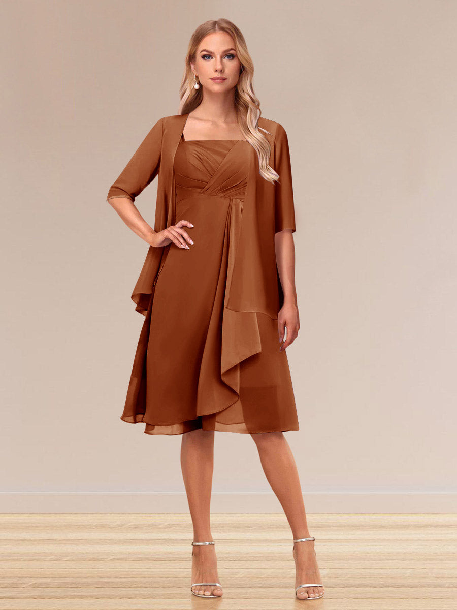 Honoria Burnt Orange front view wedding guest dress
