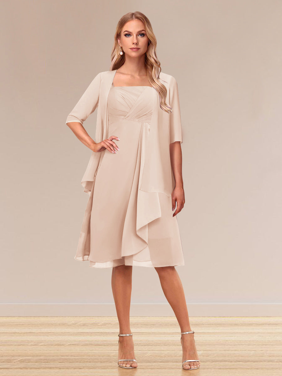 Honoria Champagne front view wedding guest dress