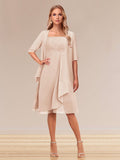 Honoria Champagne front view wedding guest dress