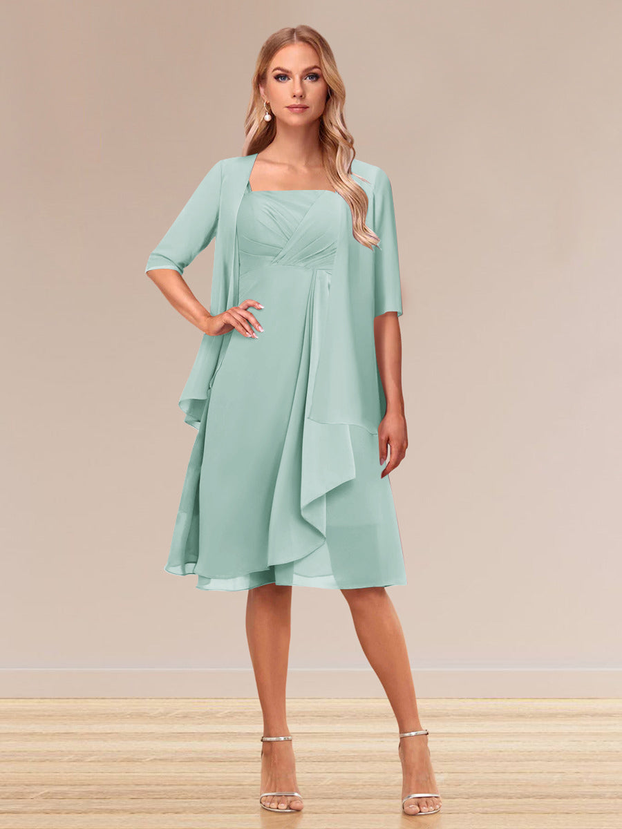 Honoria Pool Blue front view wedding guest dress