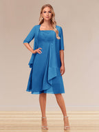 Honoria Ocean Blue front view wedding guest dress
