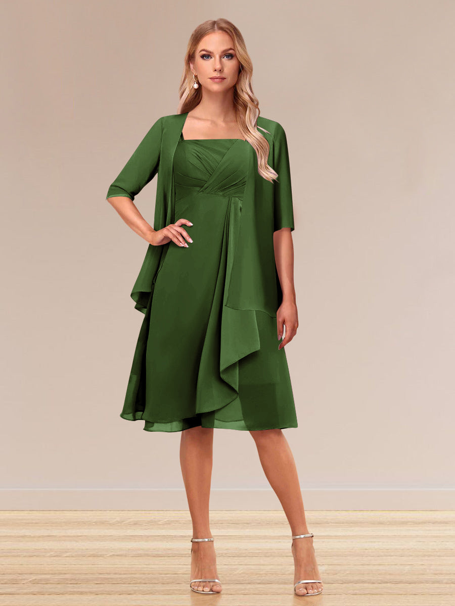 Honoria Olive Green front view wedding guest dress