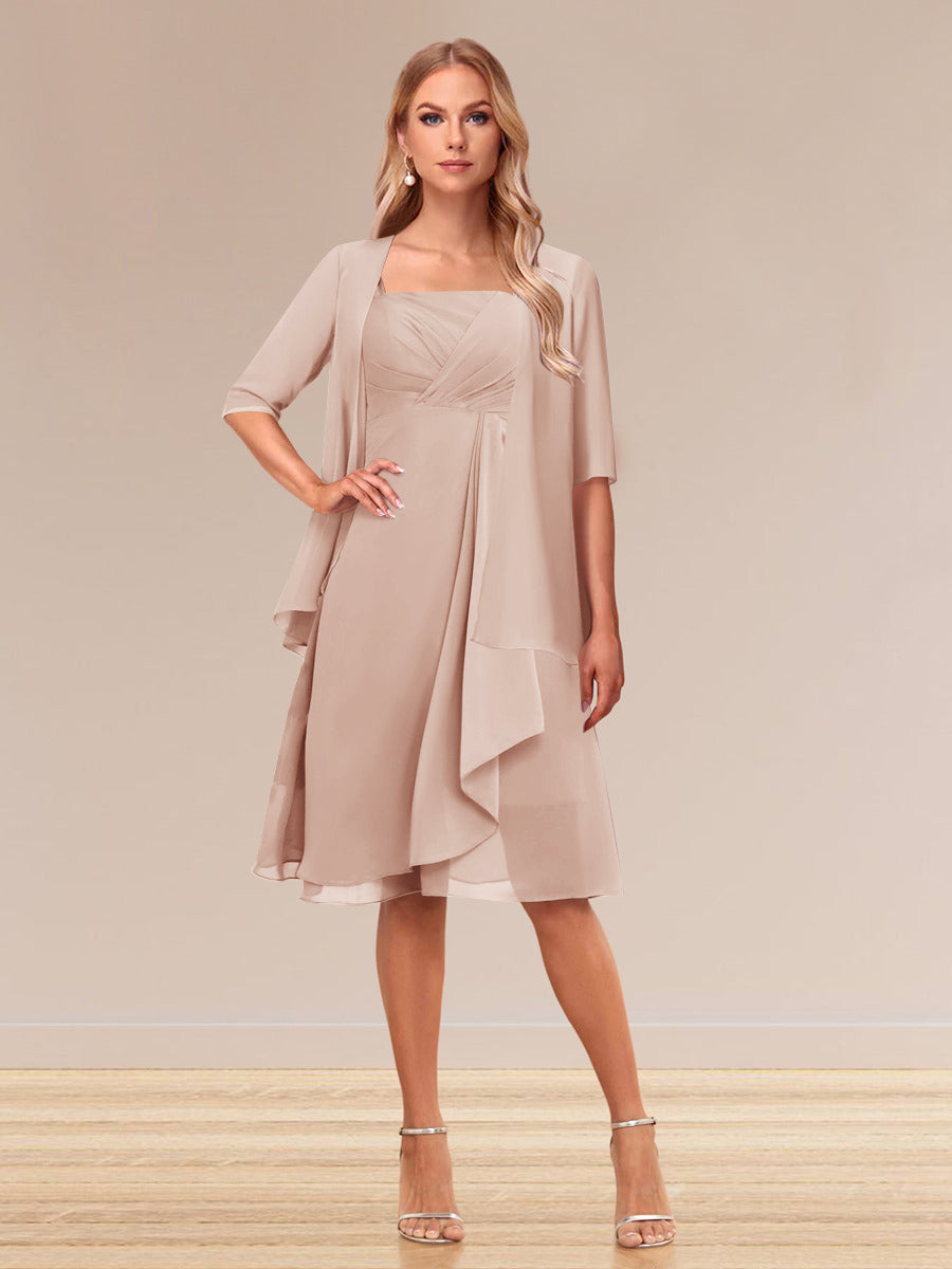 Honoria Peach front view wedding guest dress