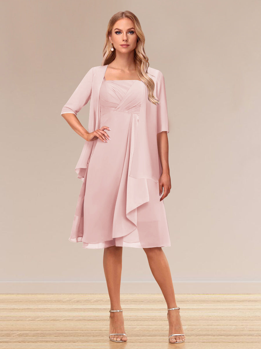 Honoria Pearl Pink front view wedding guest dress